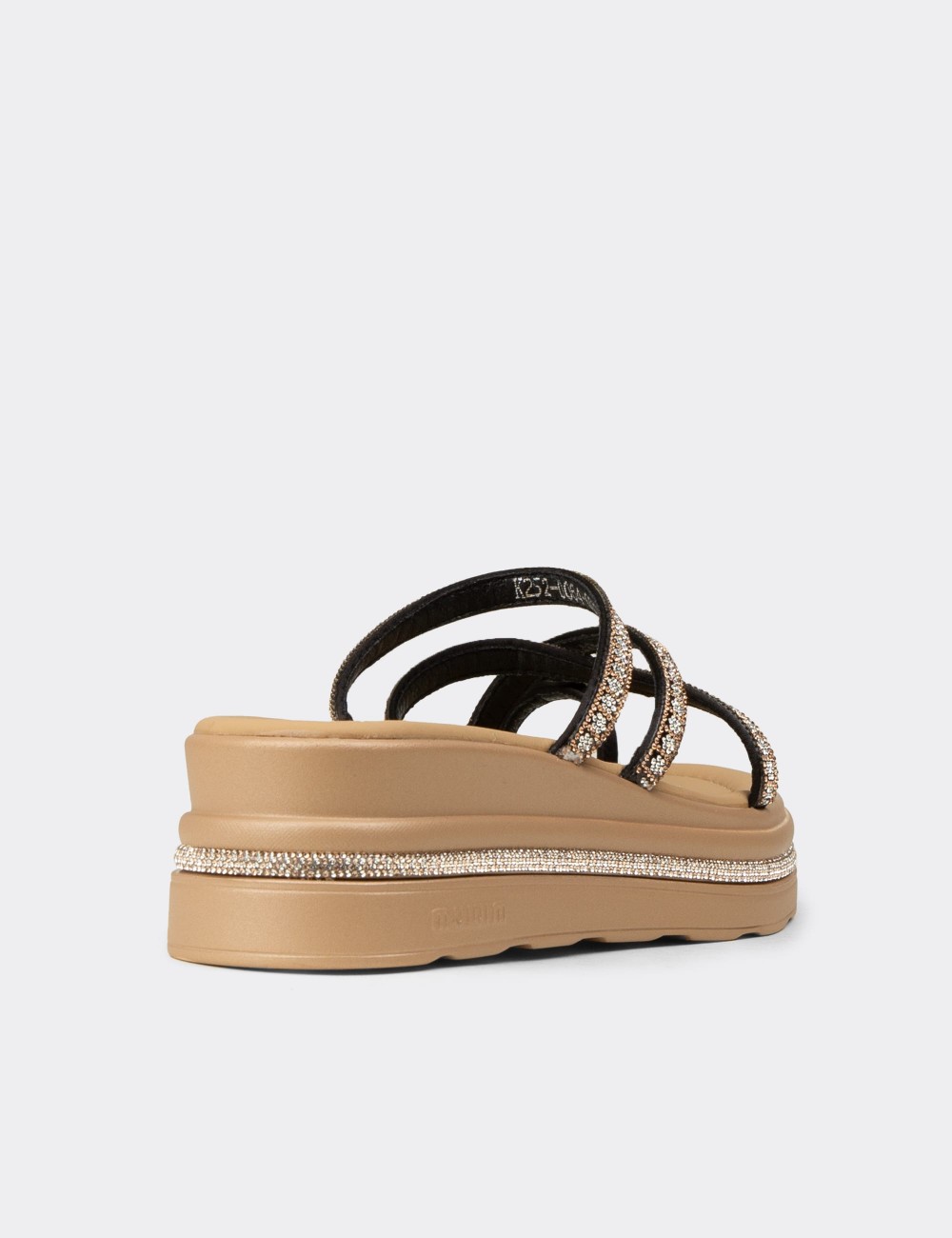 Women's Black Platform Slide Sandals - K6400ZSYHC01