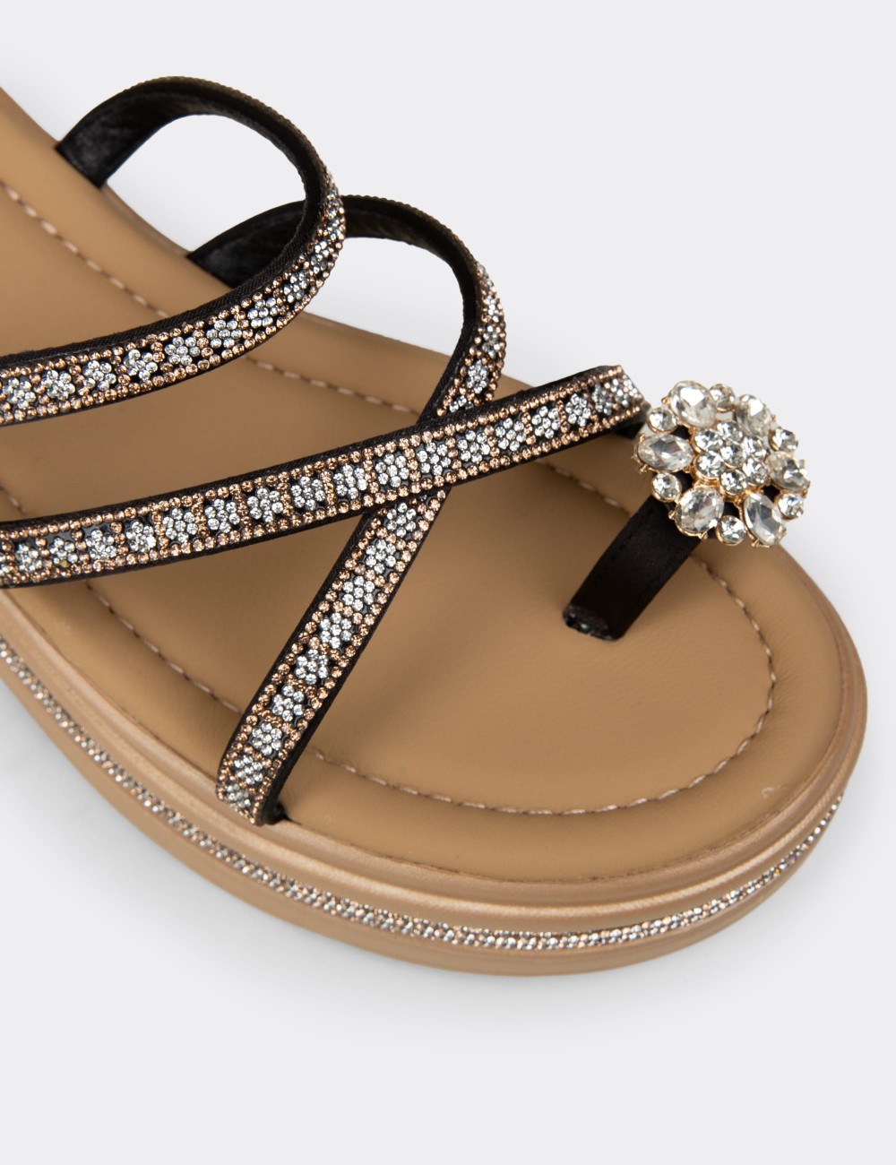Women's Black Platform Slide Sandals - K6400ZSYHC01