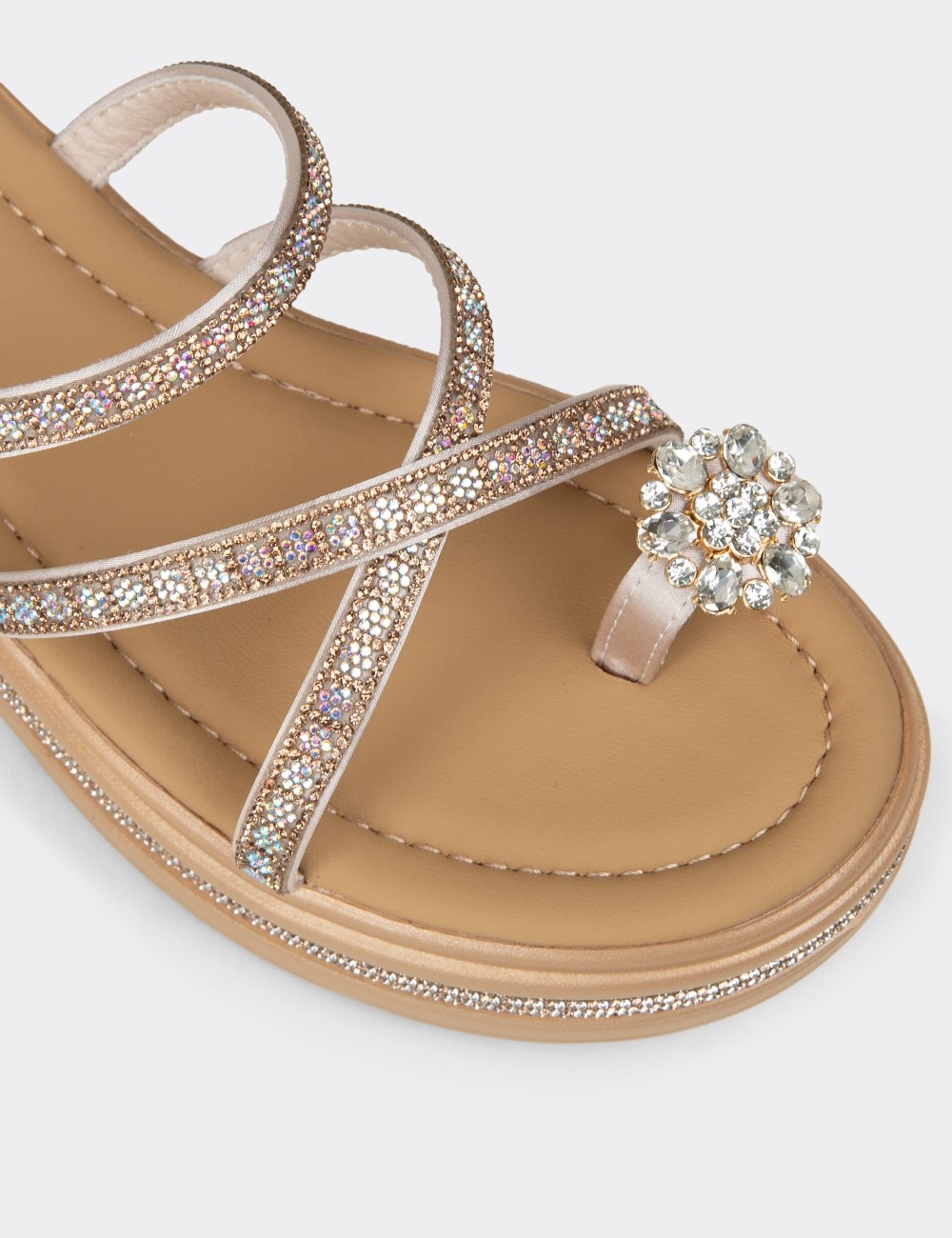 Women's Beige Platform Slide Sandals - K6400ZBEJC01