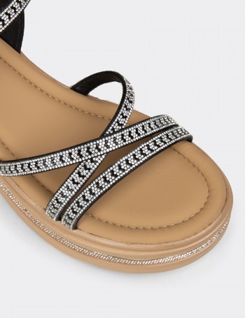Women's Black Embellished Platform Sandals