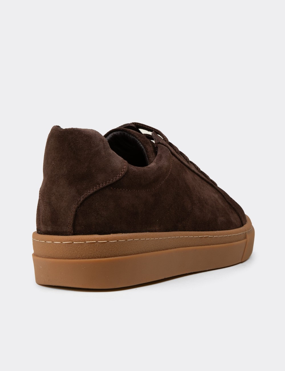 Men's Brown Suede Leather Sneakers - 02018MKHVC03
