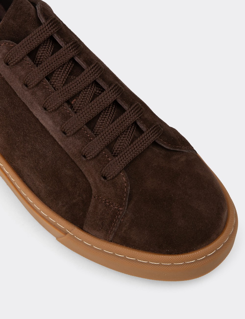 Men's Brown Suede Leather Sneakers - 02018MKHVC03