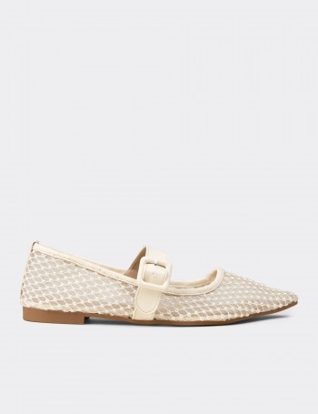 Women's Beige Flats - RD922ZBEJM01
