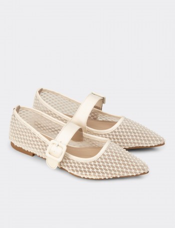 Women's Beige Flats - RD922ZBEJM01