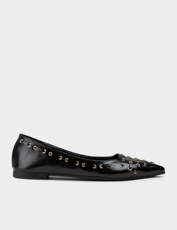 Women’s Black Flat Shoes - RD192ZSYHM01