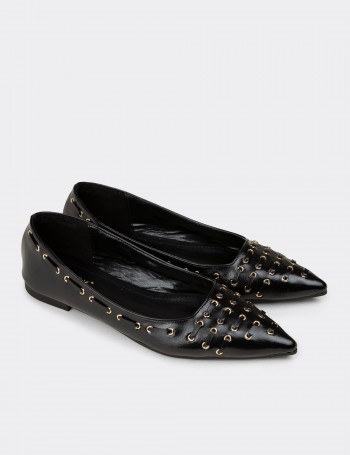 Women’s Black Flat Shoes - RD192ZSYHM01