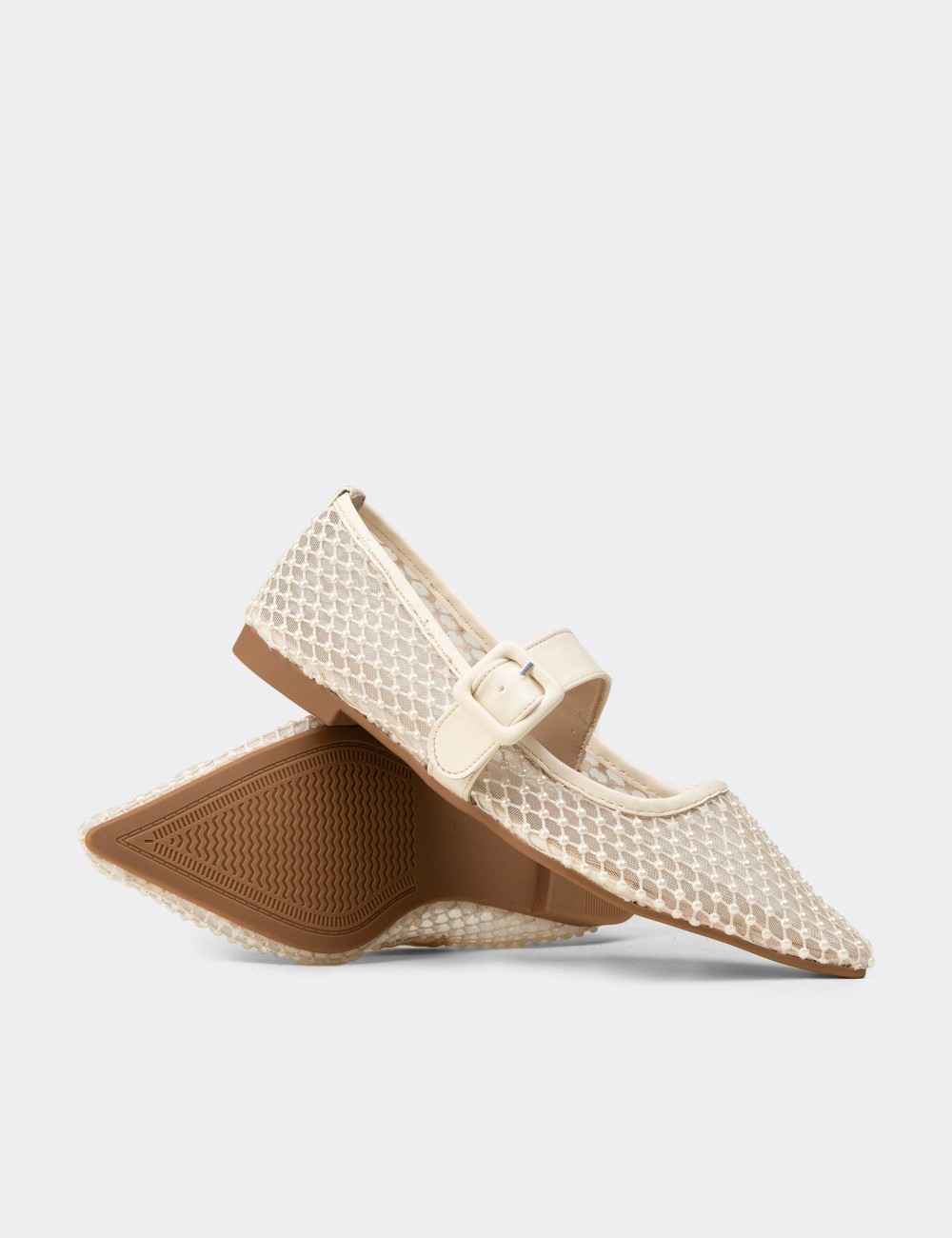 Women's Beige Flats - RD922ZBEJM01