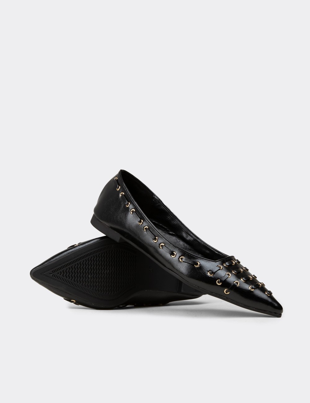 Women’s Black Flat Shoes - RD192ZSYHM01