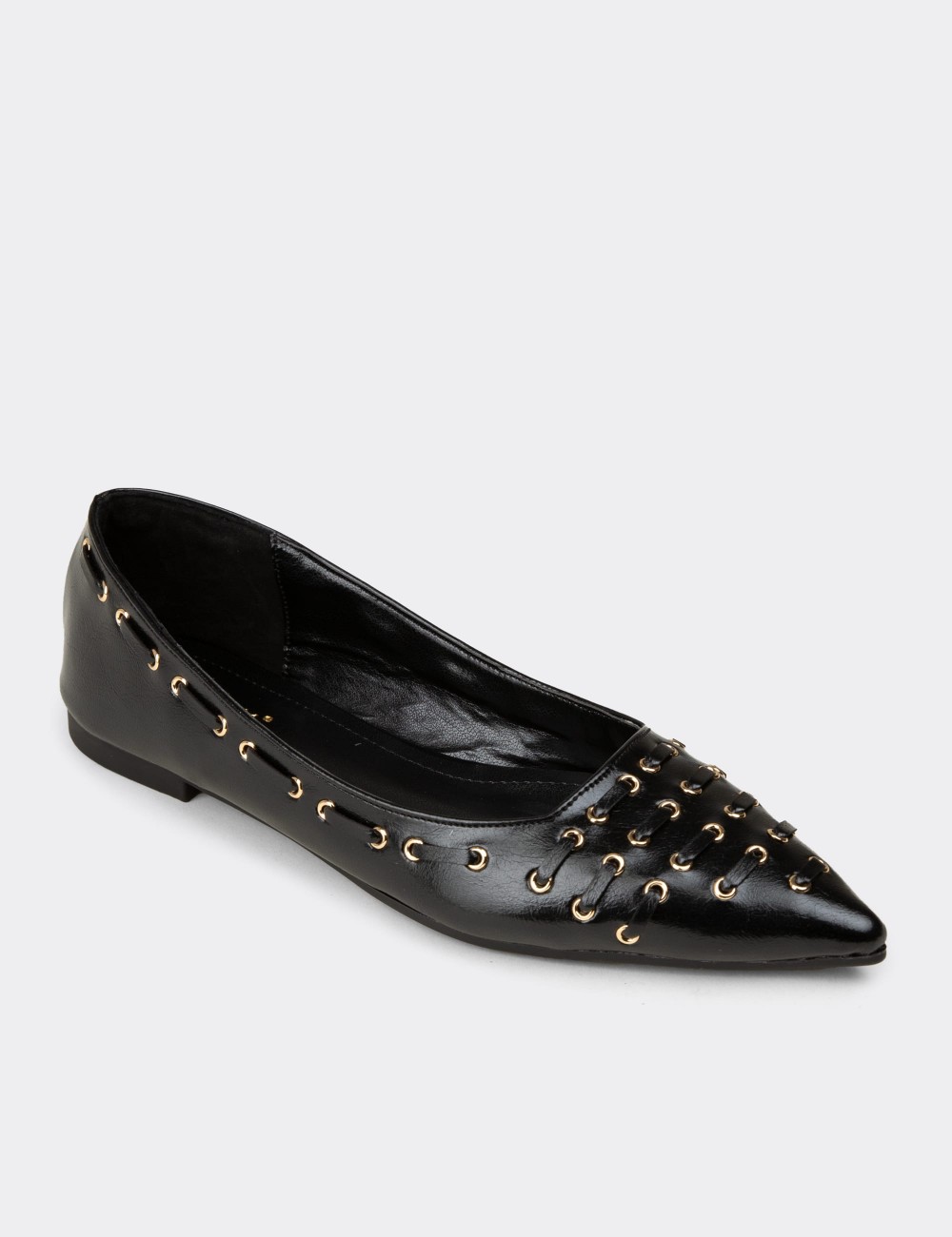 Women’s Black Flat Shoes - RD192ZSYHM01