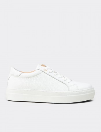 Women's White Leather Sneakers