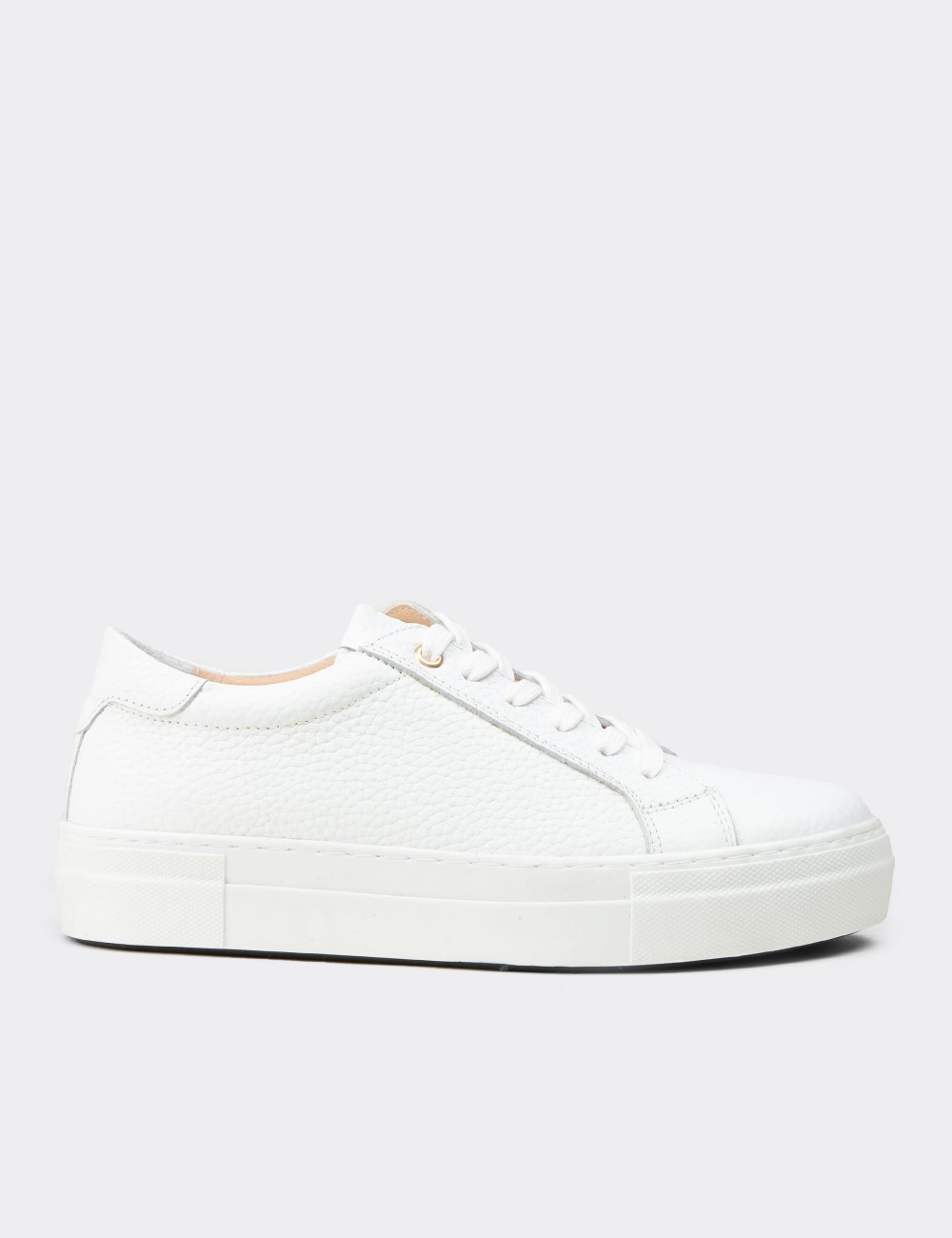 Women's White Leather Sneakers - R2571ZBYZC01