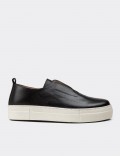 Women's Black Leather Sneakers