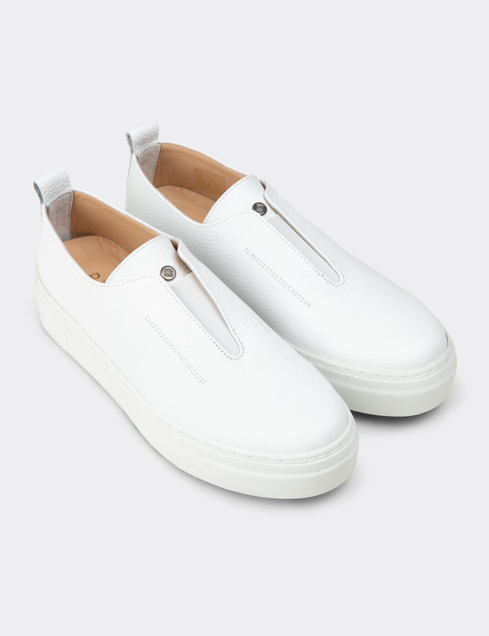 Men's White Leather Sneakers - R2233ZBYZC01