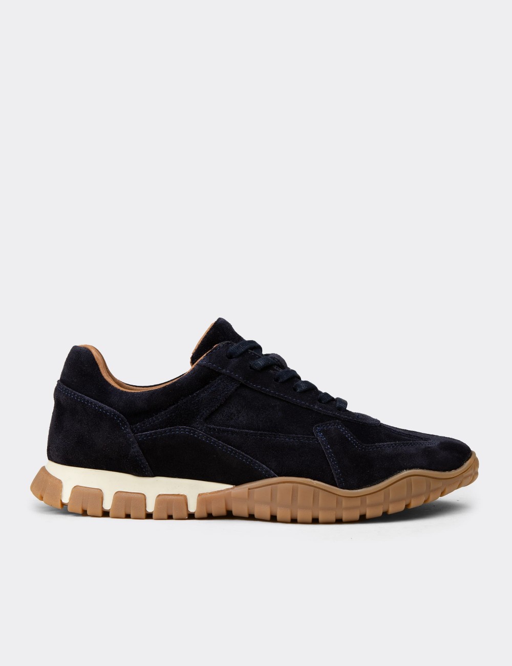Women's Navy Suede Leather Sneakers - M5102ZLCVC01