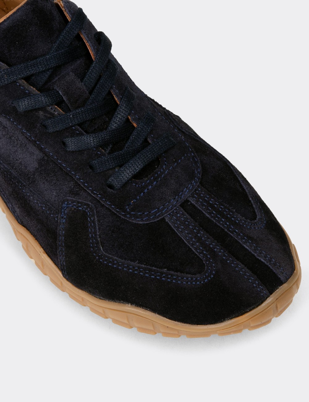 Women's Navy Suede Leather Sneakers - M5102ZLCVC01