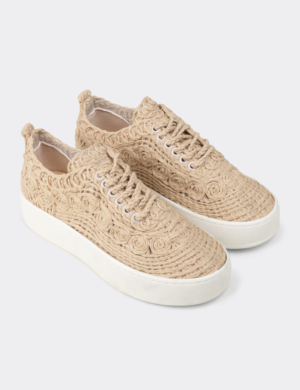Women's Beige Sneakers - K0046ZBEJM01