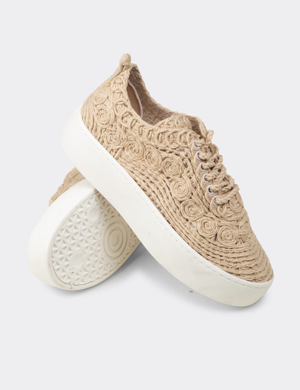 Women's Beige Sneakers - K0046ZBEJM01