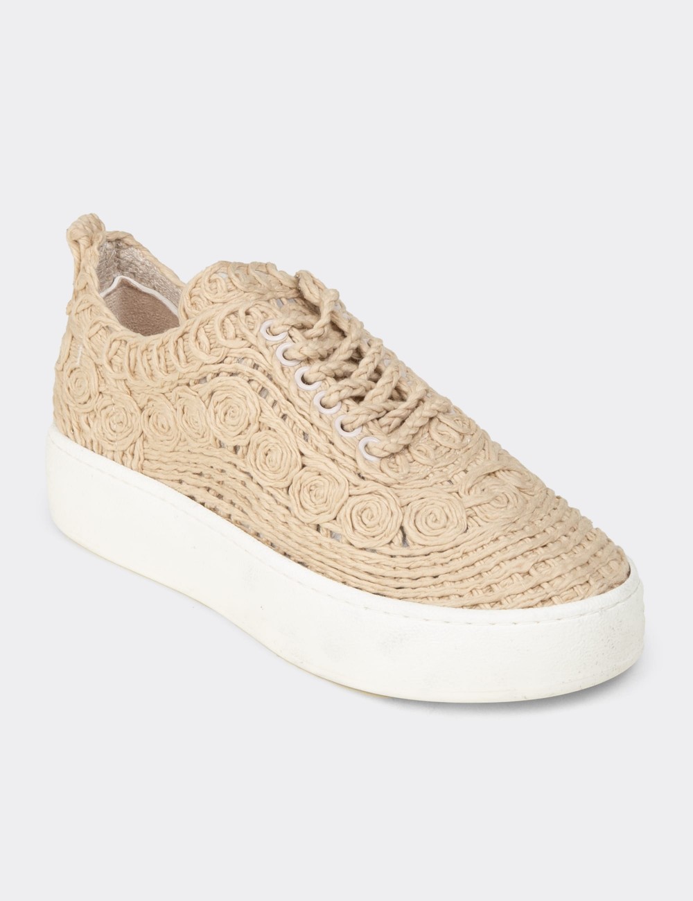 Women's Beige Sneakers - K0046ZBEJM01