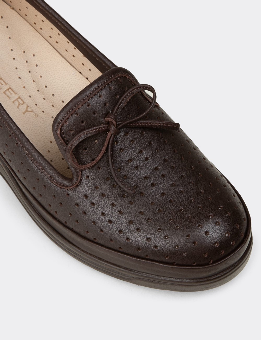 Women's Brown Leather Wedge Slip-On - N3502ZKHVC01