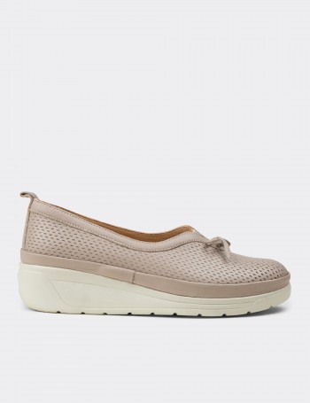 Women's Sandstone Leather Wedge Slip-On