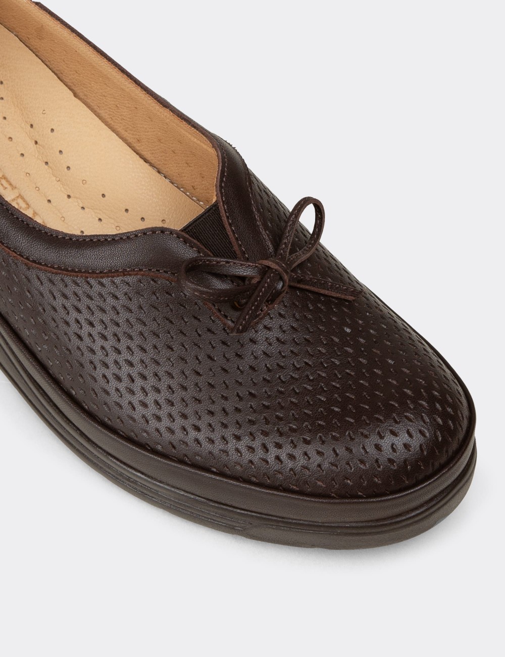 Women's Brown Leather Wedge Slip-On - N3711ZKHVC01