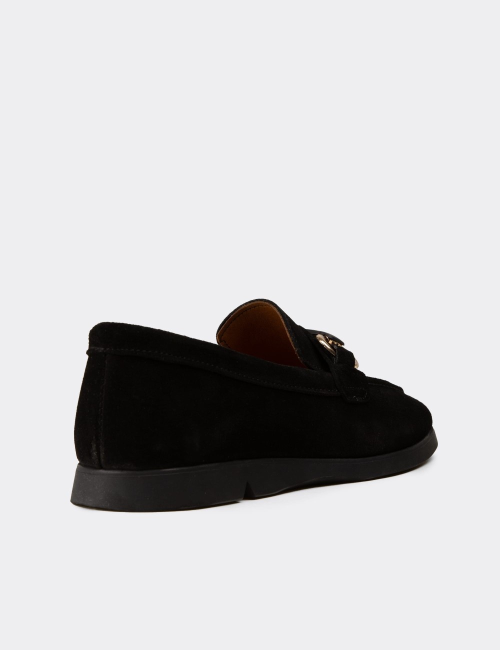 Women's Black Suede Leather Loafers - K5300ZSYHC01