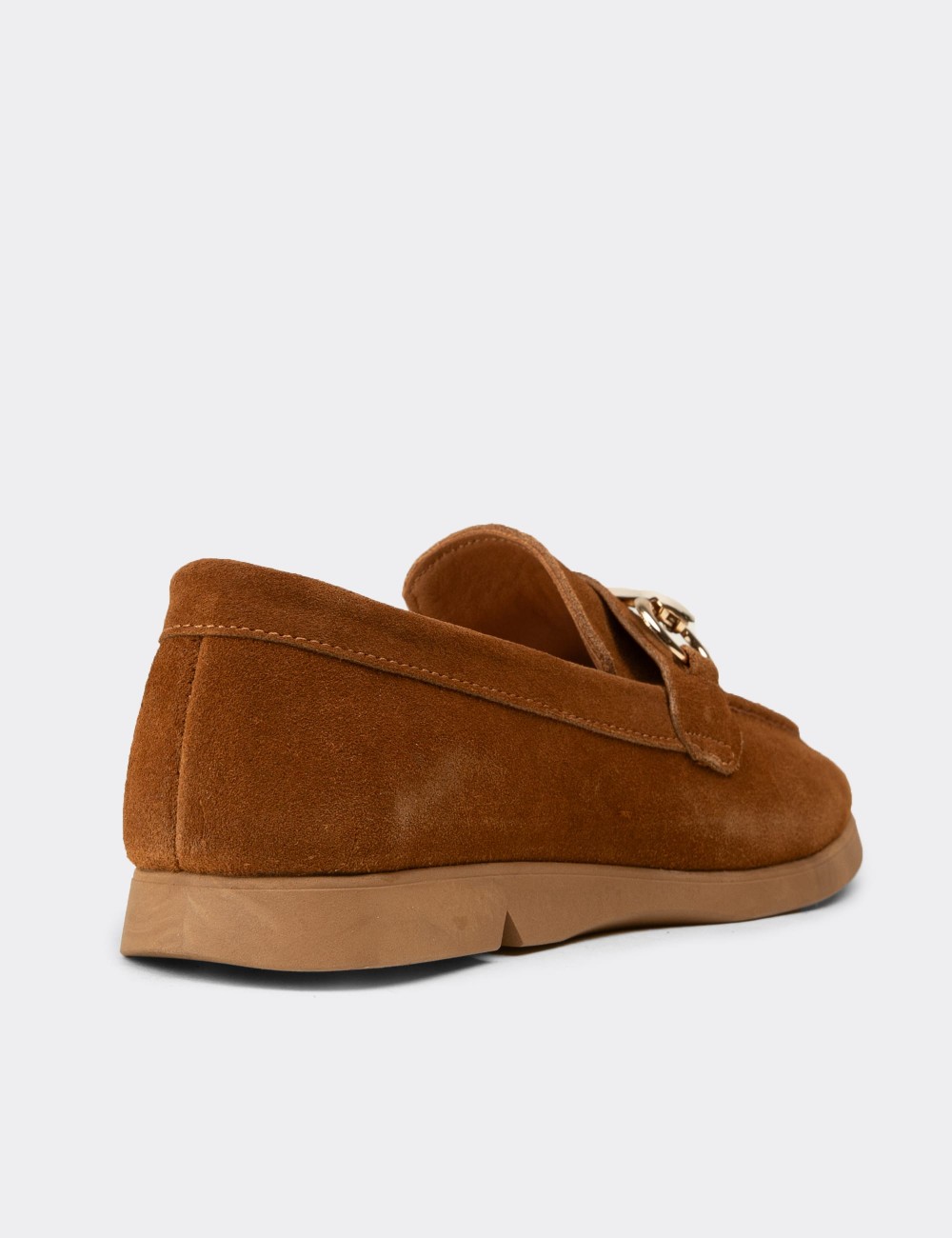 Women's Tan Suede Leather Loafers - K5300ZTBAC01