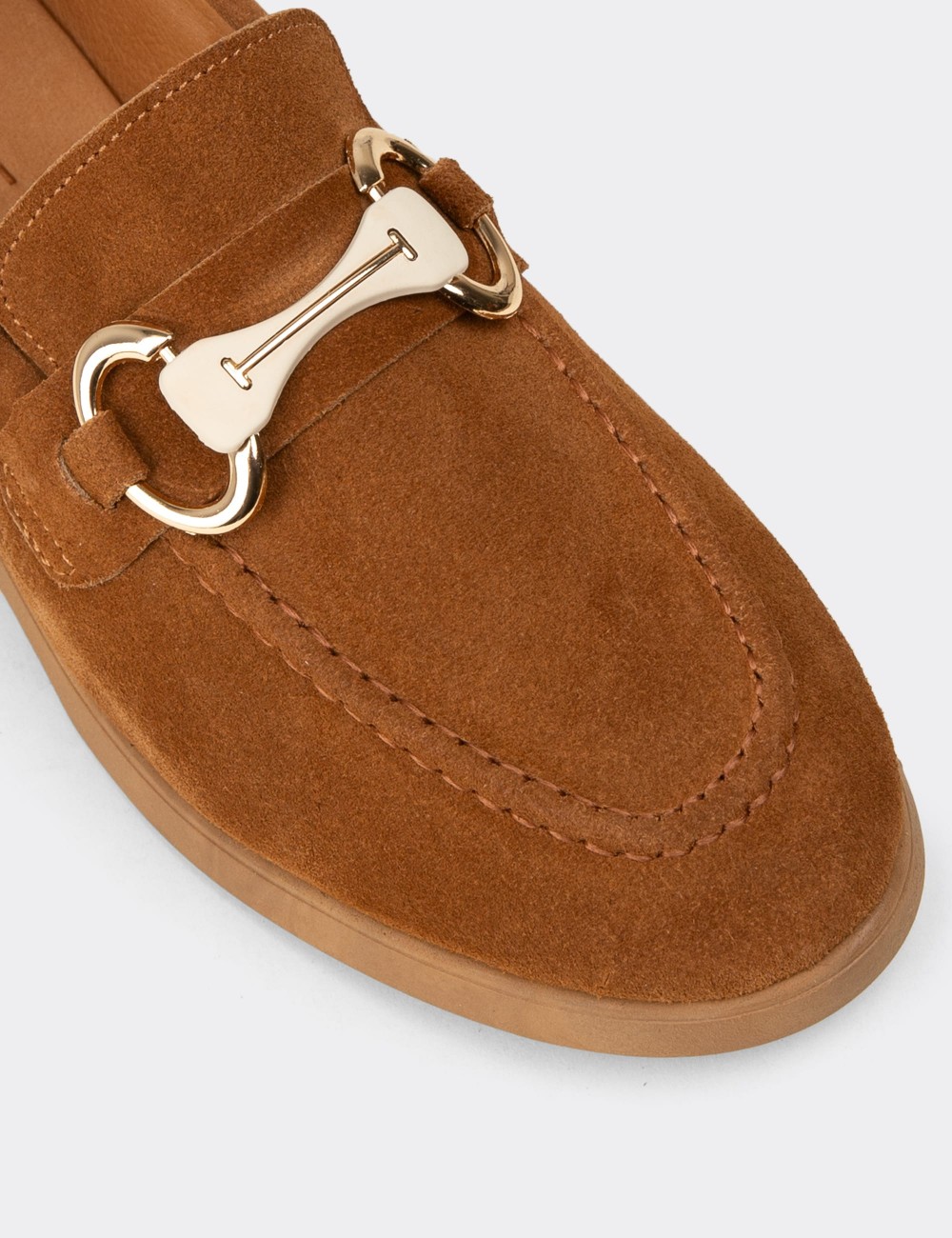 Women's Tan Suede Leather Loafers - K5300ZTBAC01