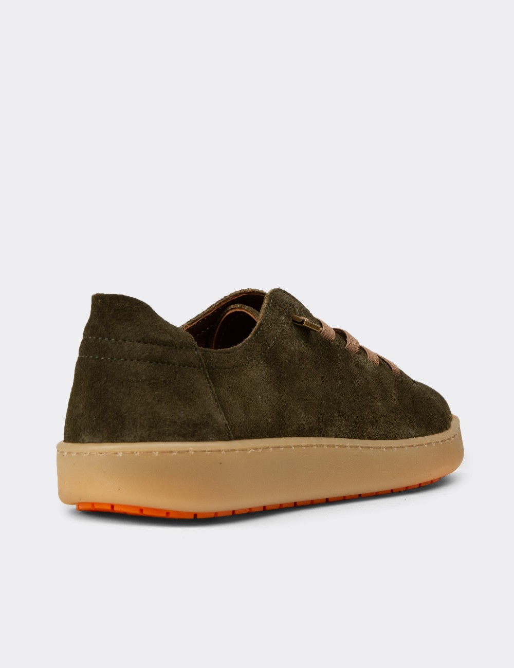 Women's Khaki Suede Leather Sneakers - SE605ZHAKC01