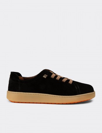 Women's Black Suede Leather Sneakers