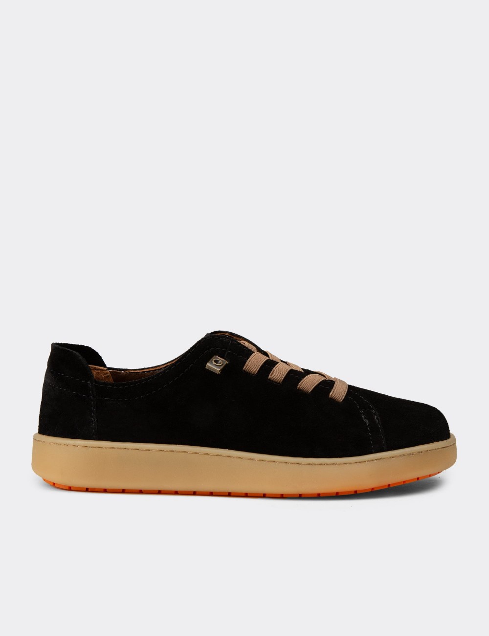 Women's Black Suede Leather Sneakers - SE605ZSYHC02