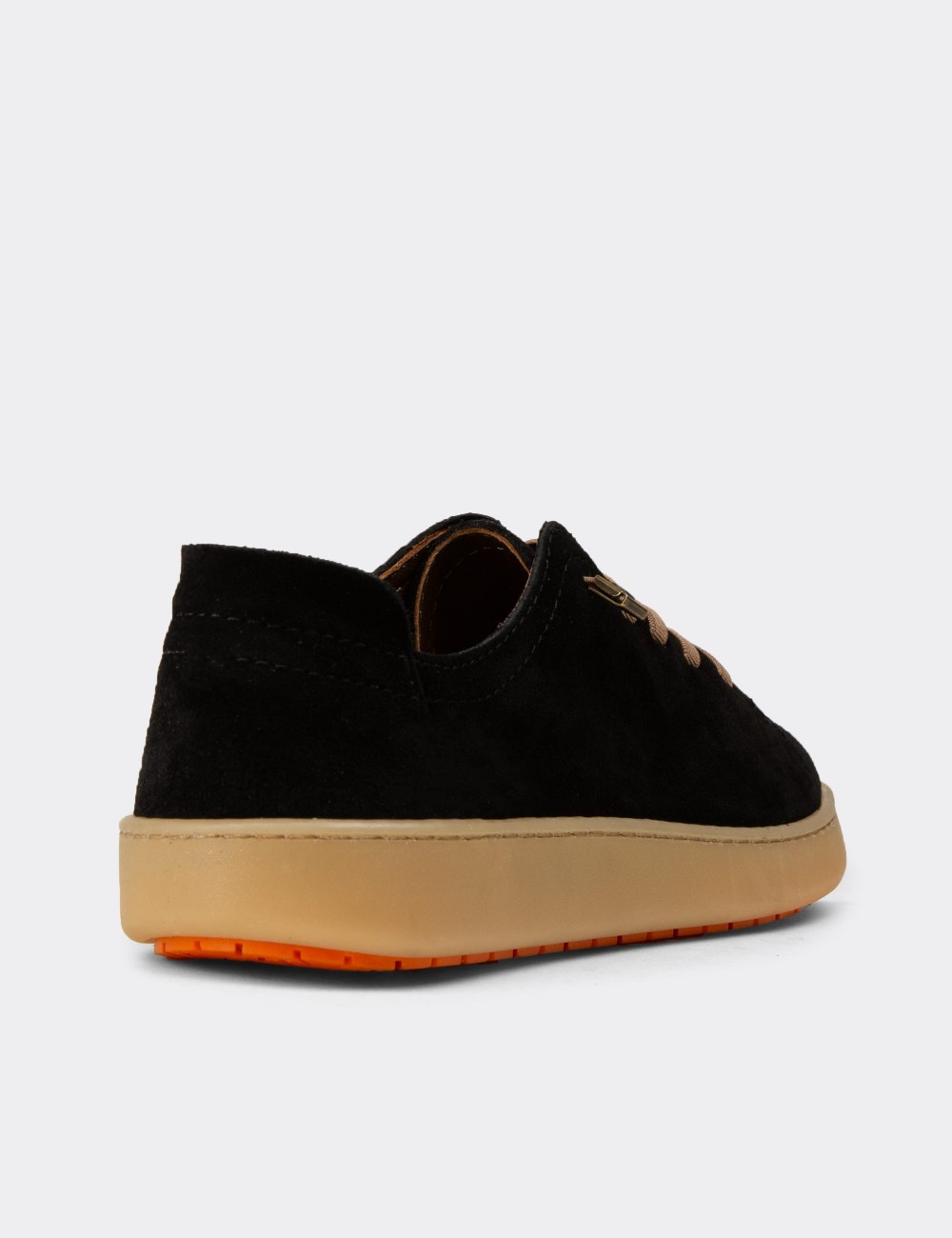 Women's Black Suede Leather Sneakers - SE605ZSYHC02
