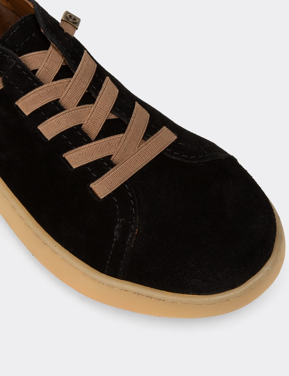 Women's Black Suede Leather Sneakers - SE605ZSYHC02