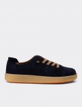 Men's Navy Suede Leather Sneakers