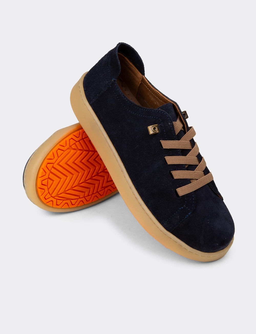 Men's Navy Suede Leather Sneakers - SE605ZLCVC02