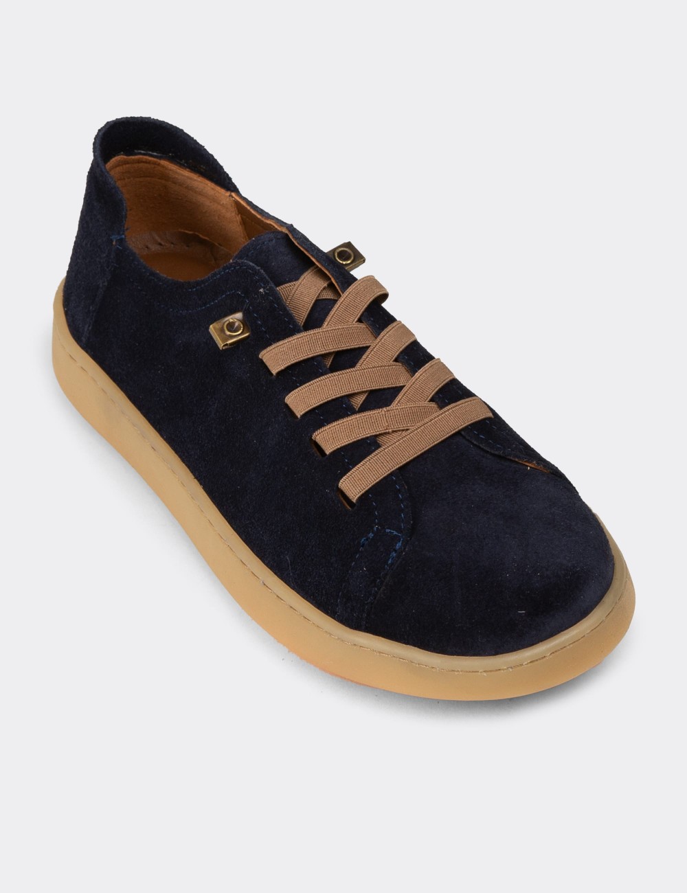 Men's Navy Suede Leather Sneakers - SE605ZLCVC02
