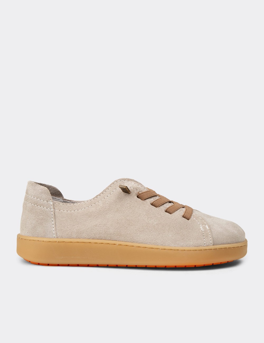 Women's Beige Suede Leather Sneakers - SE605ZBEJC01