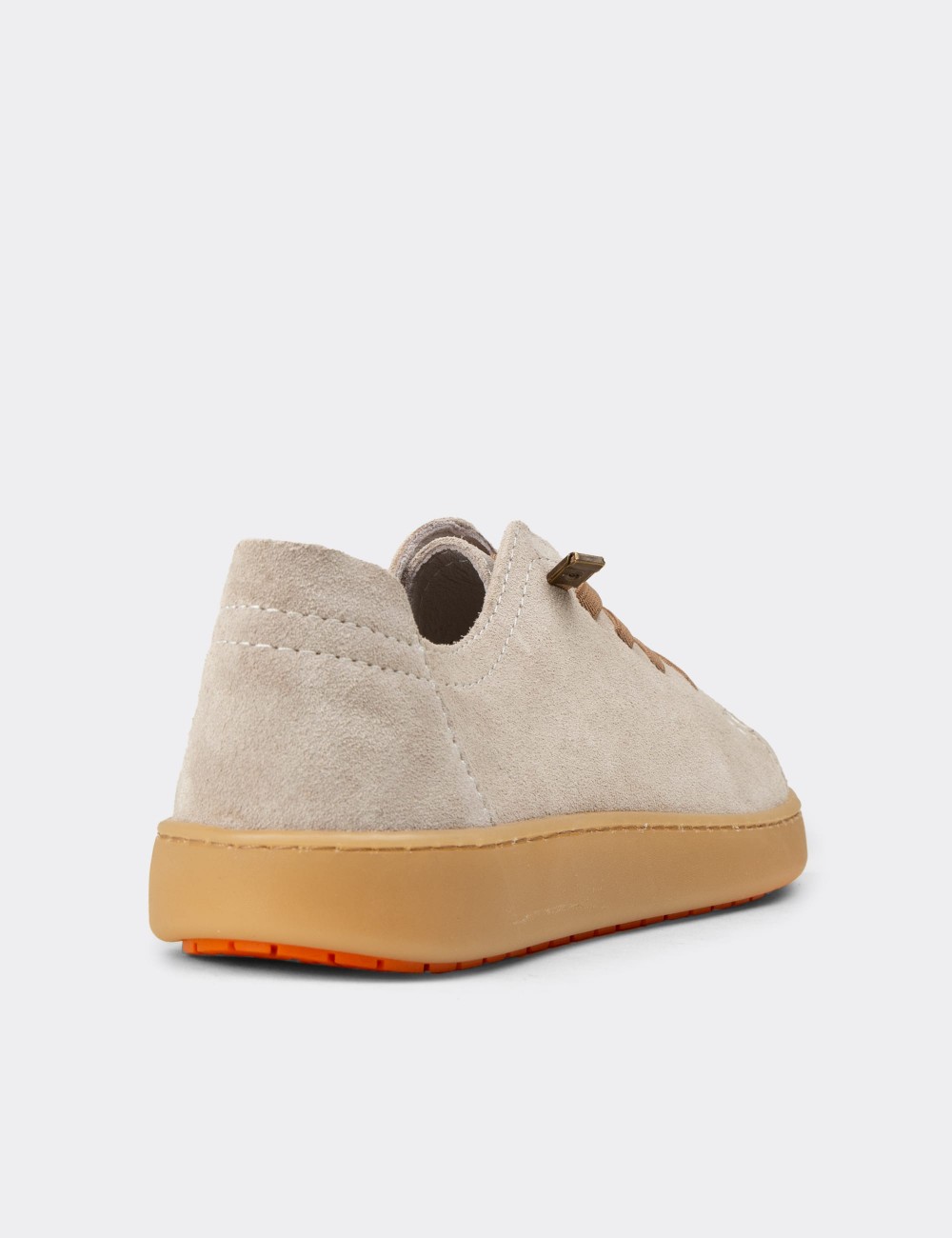 Women's Beige Suede Leather Sneakers - SE605ZBEJC01