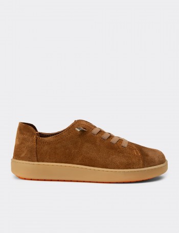 Women's Tan Suede Leather Sneakers