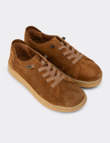 Women's Tan Suede Leather Sneakers