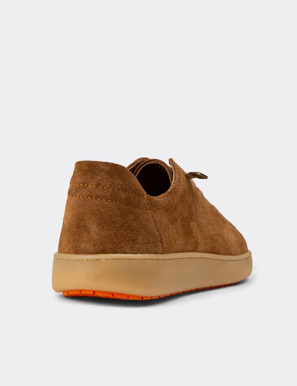 Women's Tan Suede Leather Sneakers - SE605ZTBAC02