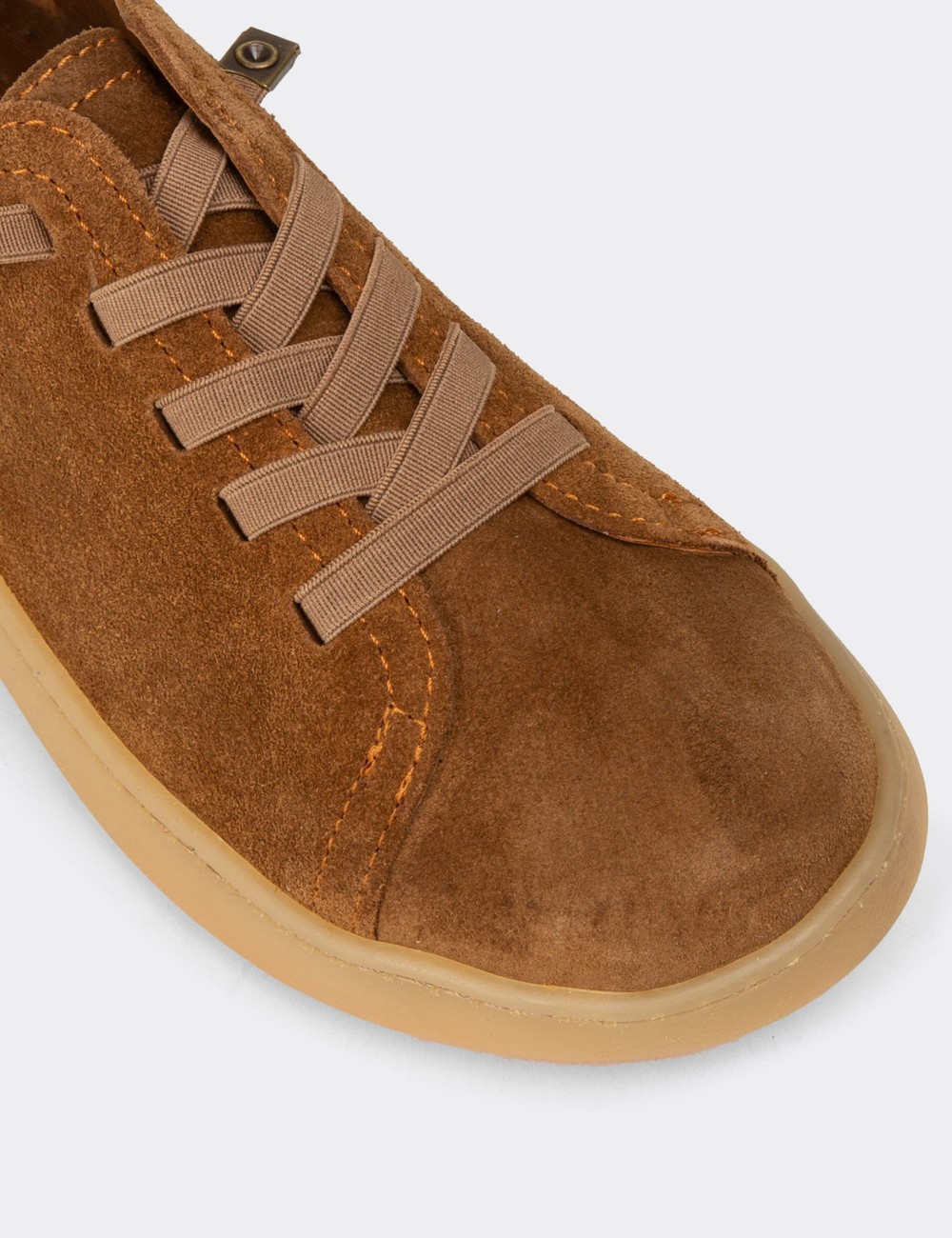 Women's Tan Suede Leather Sneakers - SE605ZTBAC02