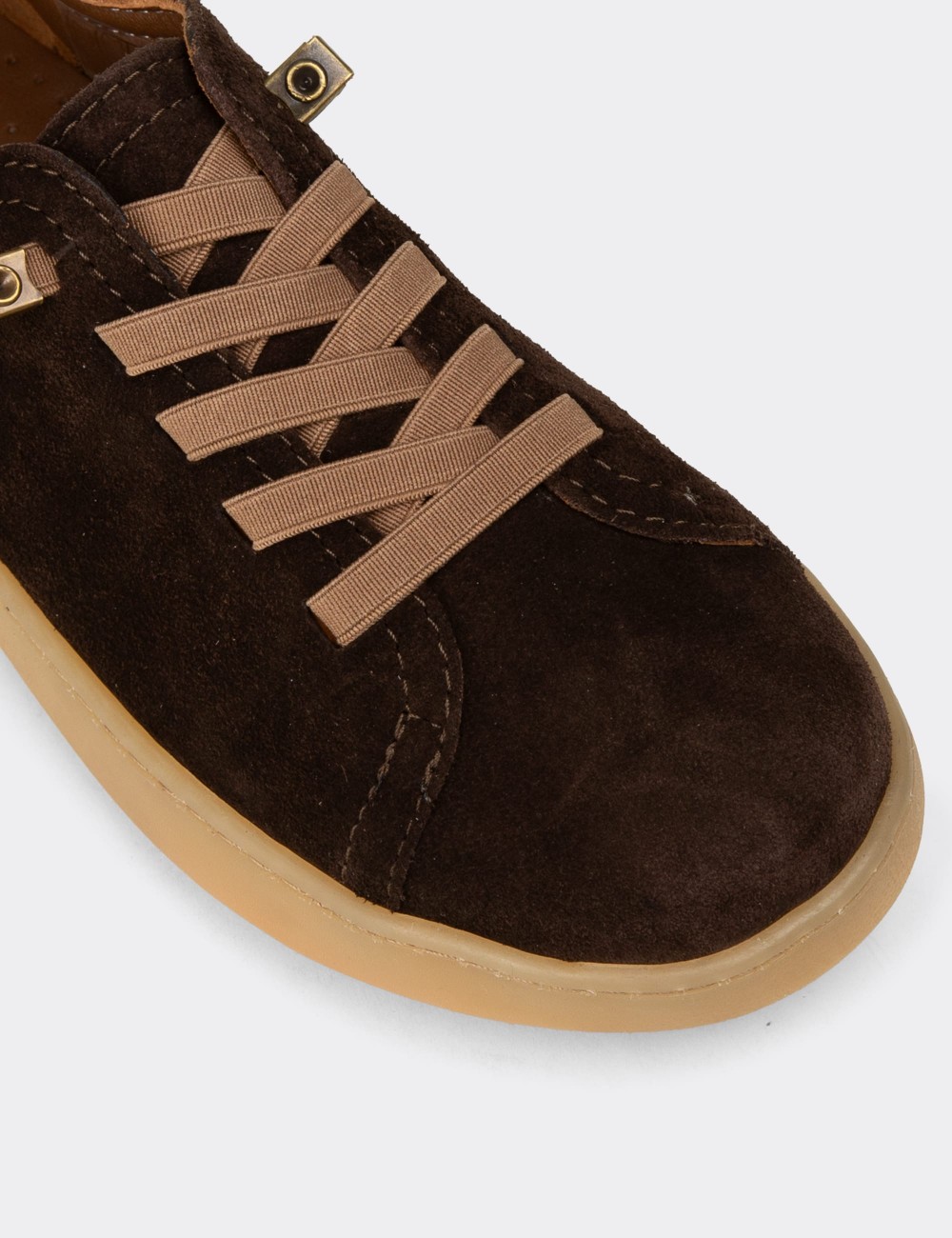 Women's Brown Suede Sneakers - SE605ZKHVC01