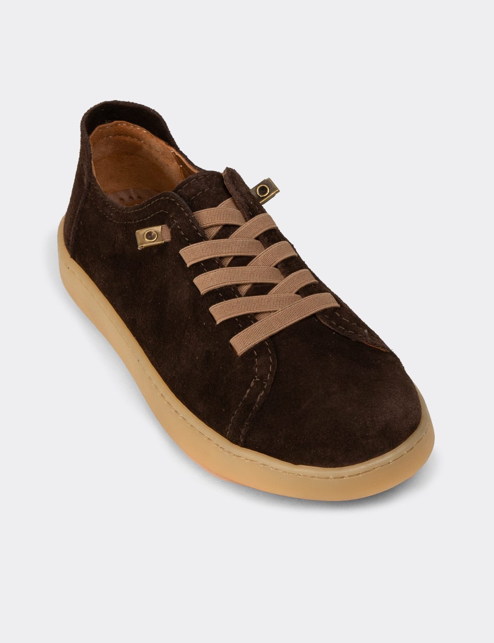 Women's Brown Suede Sneakers - SE605ZKHVC01
