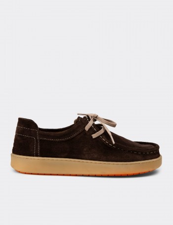 Women's Brown Suede Lace-up Shoes