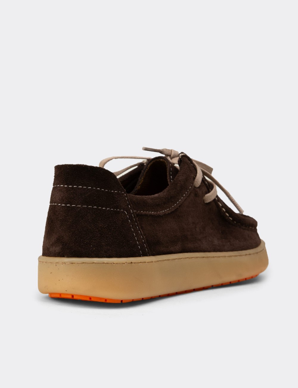 Women's Brown Suede Lace-up Shoes - SE610ZKHVC01