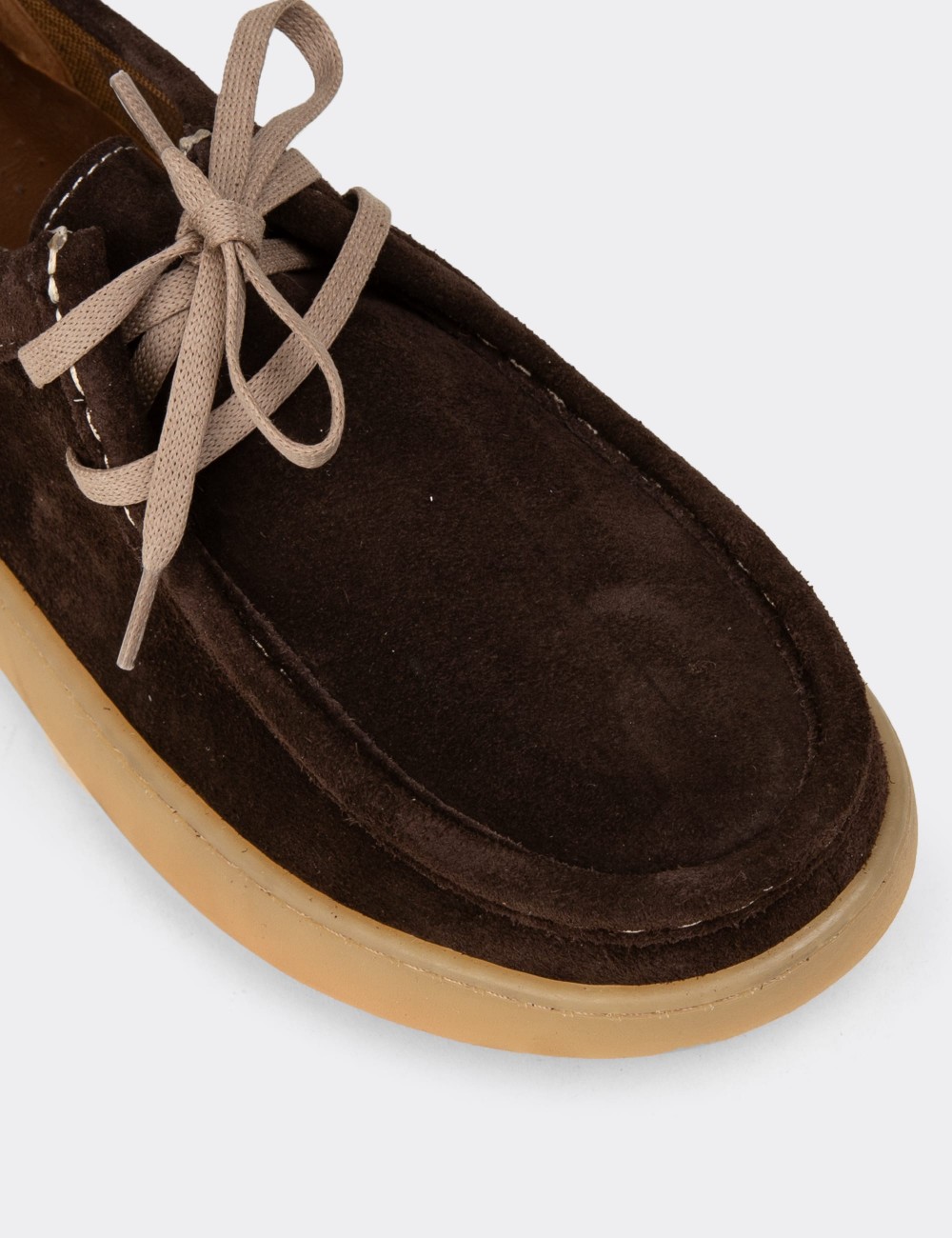 Women's Brown Suede Lace-up Shoes - SE610ZKHVC01