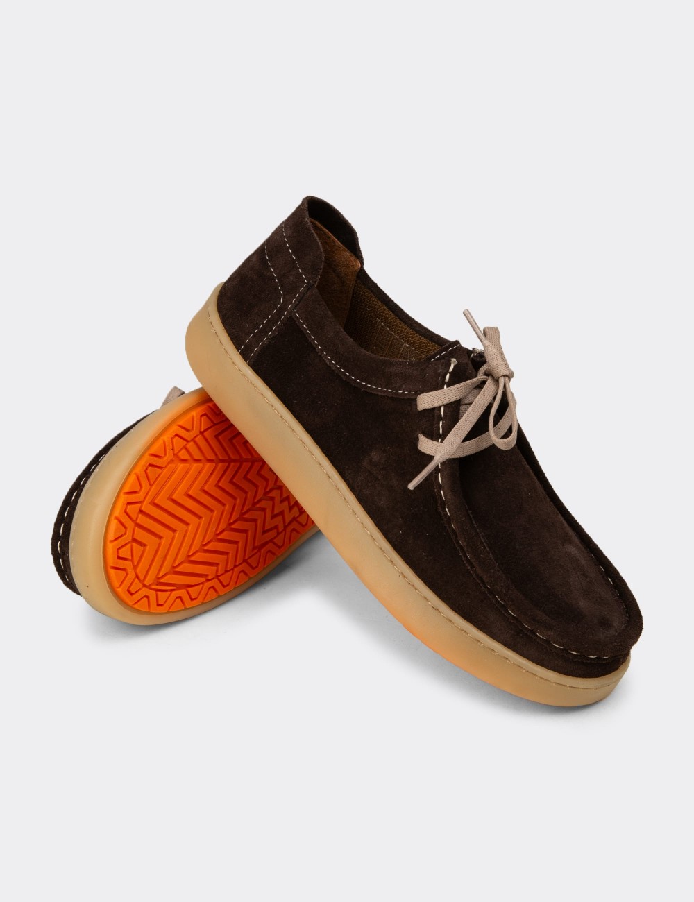 Women's Brown Suede Lace-up Shoes - SE610ZKHVC01