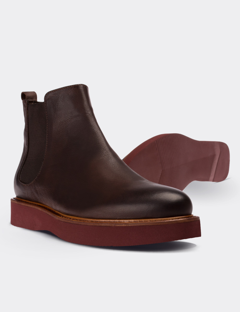Brown  Leather Chelsea Boots - 01573ZKHVE12