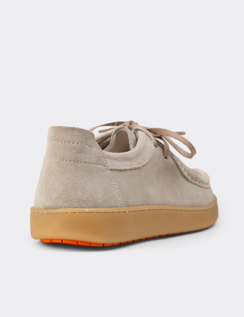 Women's Beige Suede Leather Lace-up Shoes - SE610ZBEJE03